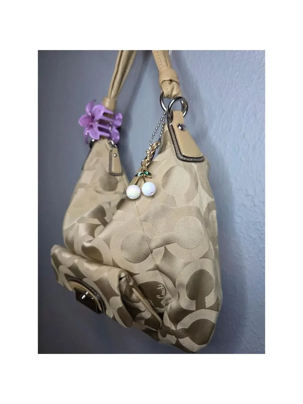 🍒Coach Kristin Khaki Optic C Shoulder Bag🍒